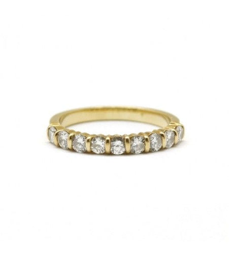 Bague 51 / Jaune / Or 750 Demi-alliance 8 diamants 58 Facettes 190179R