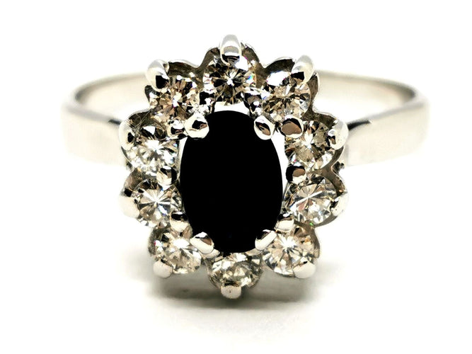 Bague 60 Bague Fleur Or blanc Saphir 58 Facettes 1638626CN