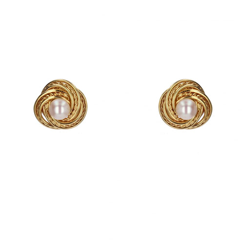 Boucles d'oreilles Puces d'oreilles or jaune perles de culture 58 Facettes 19-071B