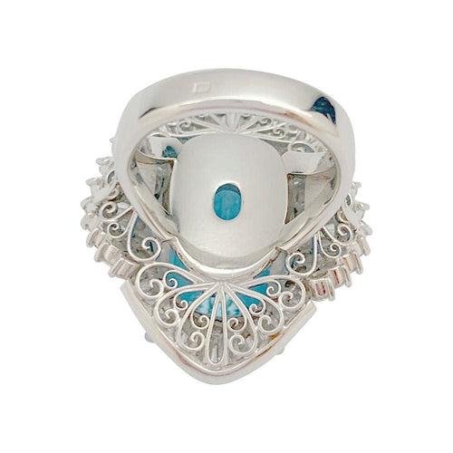 Bague 52 Bague cocktail aigue-marine et diamants. 58 Facettes 31425