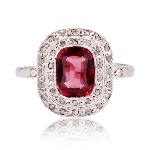 Bague 50 Bague ancienne spinelle rouge et diamants 58 Facettes 23-129