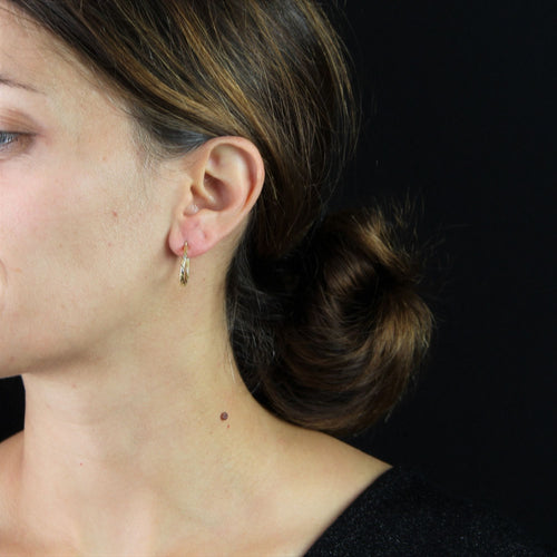 Boucles d'oreilles Créoles torsadées 2 ors 58 Facettes 19-456E