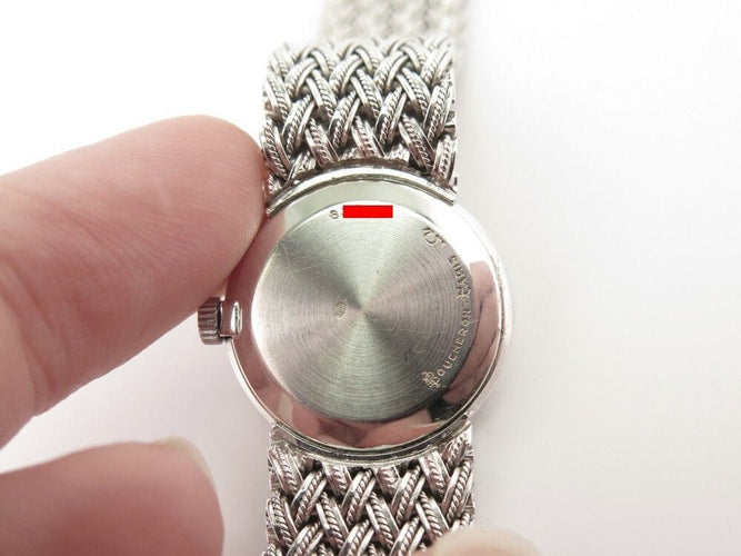 Montre vintage montre BOUCHERON mvt omega 21mm mecanique or gris 18k et diamants 58 Facettes 241077