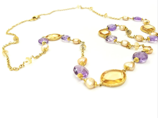 Collier Collier Sautoir Or jaune Citrine 58 Facettes 06600CD