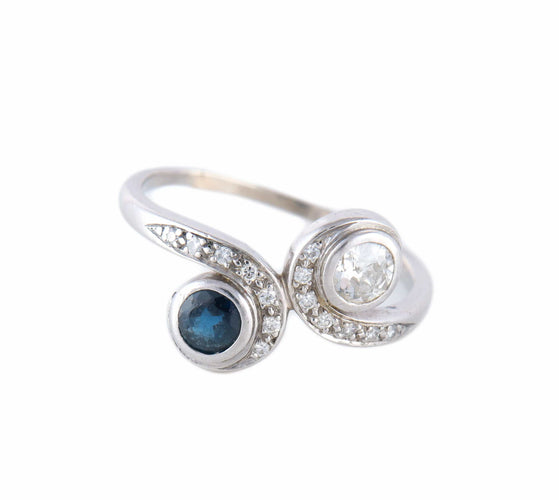 Bague BAGUE "TOI & MOI" DIAMANT & SAPHIR 58 Facettes BO/220094