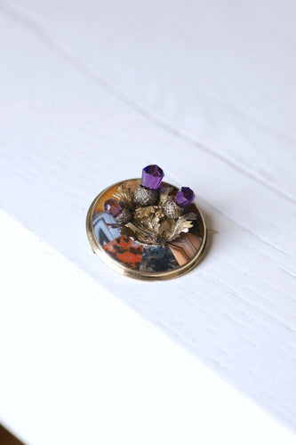 Broche Broche Ecossaise chardon ancienne en or et améthyste 58 Facettes