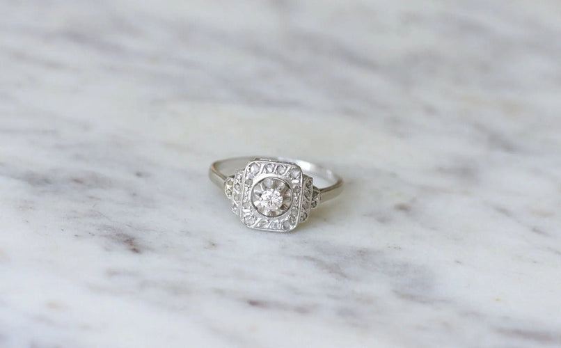 Bague Bague de fiançailles Art Deco, Diamants 58 Facettes