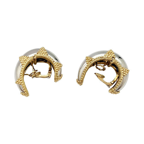 Boucles d'oreilles Clips d'oreilles A.Reza or blanc et jaune. 58 Facettes 30724