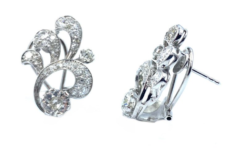 Boucles d'oreilles Clips d’oreilles Art Déco diamants 58 Facettes