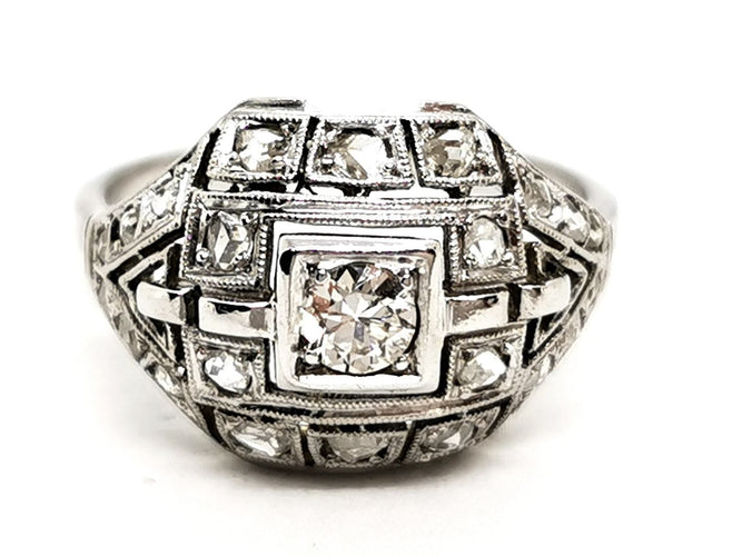 Bague 54 Bague Art déco Or blanc Diamant 58 Facettes 1660399CN