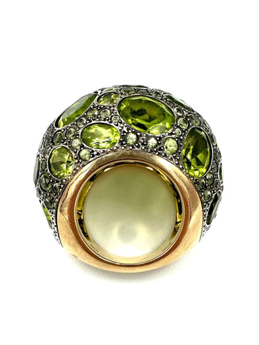 Bague 51 POMELLATO. Collection Tabou, bague or et argent ornée de péridots 58 Facettes