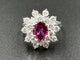 Bague 54 BUCHERER. Bague vintage or blanc, rubis et diamants 58 Facettes