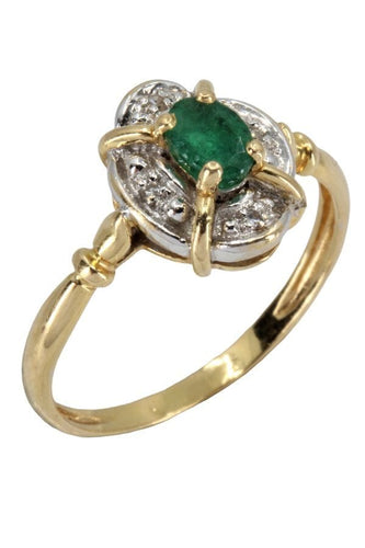 Bague BAGUE MODERNE ÉMERAUDE ET DIAMANTS 58 Facettes 050681