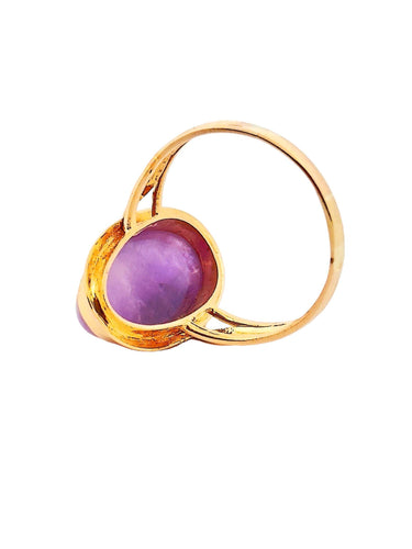 Bague 56 Bague vintage or jaune 18 carats et jade lavande 58 Facettes
