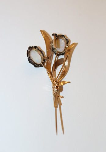 Broche Broche Bouquet De Fleurs Opales Or Jaune 58 Facettes