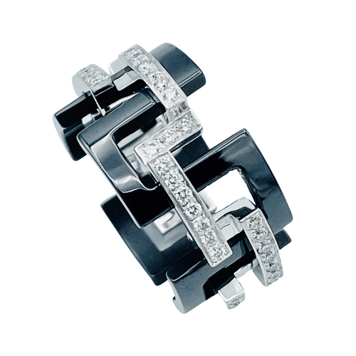 Bague Bague Mellerio "Graphic" Céramique Grand Modèle 58 Facettes