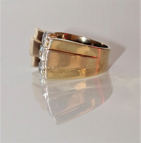 Bague 54 Bague Tank Or Jaune Diamants modèle Noeud 58 Facettes 487