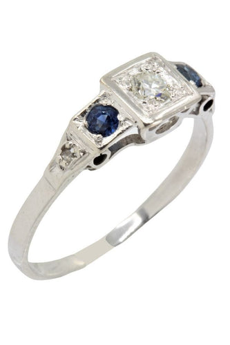 Bague BAGUE ART-DÉCO SAPHIRS ET DIAMANTS 58 Facettes 042051