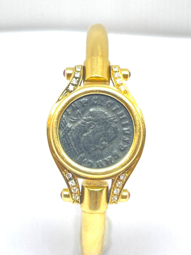 Bracelet Bracelet vintage Or jaune Diamants Pièce antique 58 Facettes