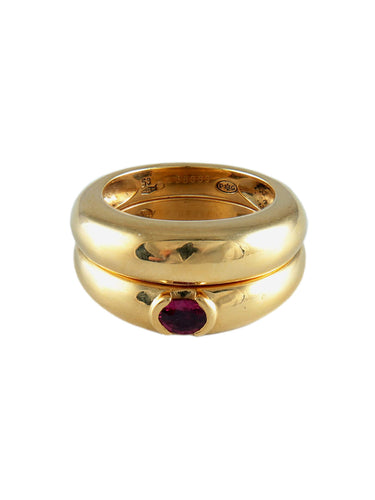 Bague Bague Double Pierre rouge 58 Facettes