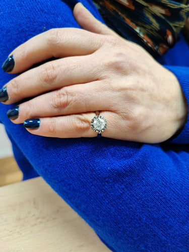 Bague 51.5 Bague solitaire diamant 1.25 carat or blanc 58 Facettes SOLO-1.25