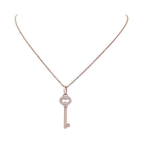 Collier Collier Tiffany & Co. "Clef" or rose, diamants. 58 Facettes 33512