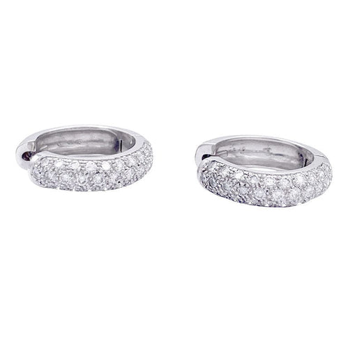 Boucles d'oreilles Boucles d'oreilles créoles en or blanc, diamants. 58 Facettes 32880