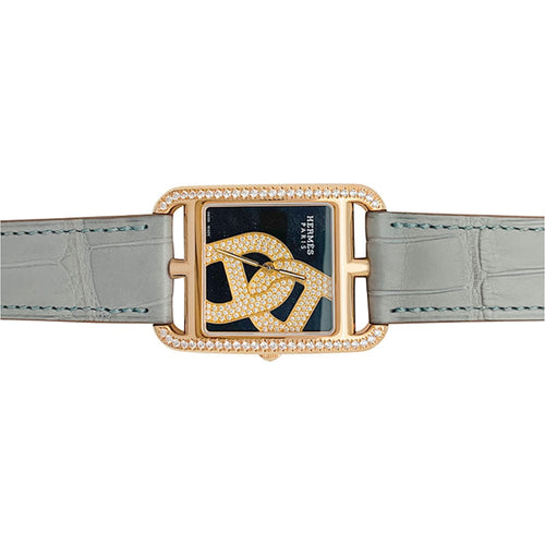 Montre Montre Hermès, "Cape Cod Chaîne d'Ancre Joaillier", or rose, cuir. 58 Facettes 31676