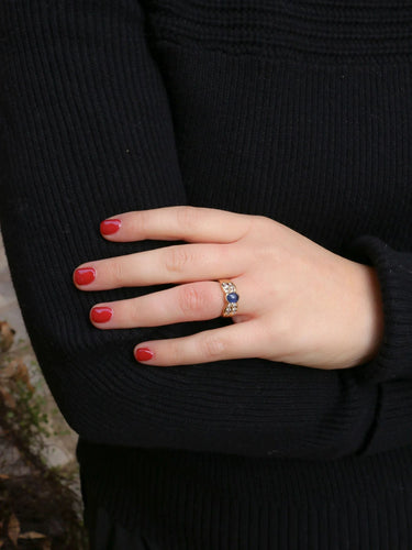 Bague 53 Bague Or jaune Diamants Saphir ovale 58 Facettes J168