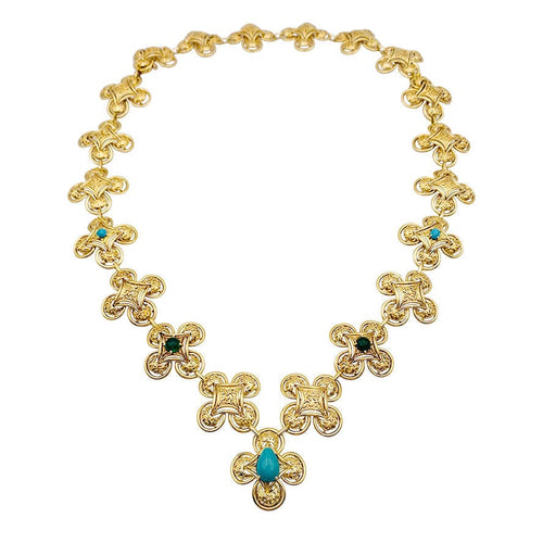 Collier Parure M. Gérard or jaune, pierres de couleur. 58 Facettes 33099