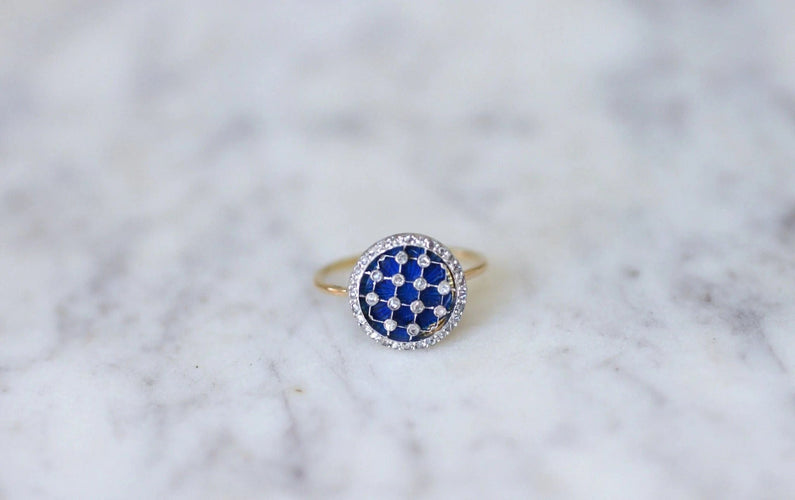 Bague Bague damier, émail, et diamants 58 Facettes