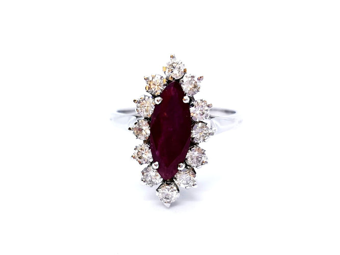 Bague 54 Bague Or blanc Rubis 58 Facettes 726701CN