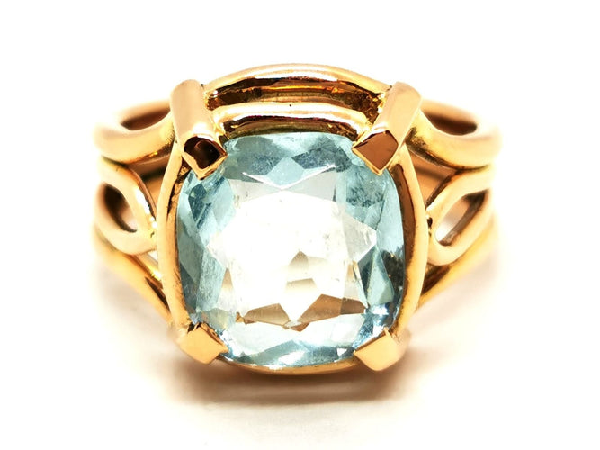 Bague 52 Bague Or jaune Aigue marine 58 Facettes 1649211CN