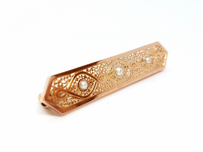 Broche Broche Art déco Or rose Perle 58 Facettes 06302CD