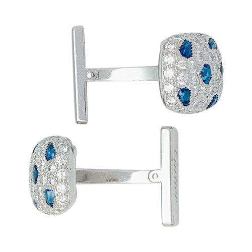 Boutons de manchette Boutons de manchette Cartier "Panthère" or blanc et diamants. 58 Facettes 31545
