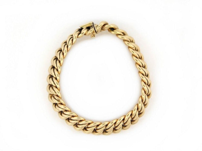 Bracelet bracelet large maille americaine en or jaune 18k 58 Facettes 254717