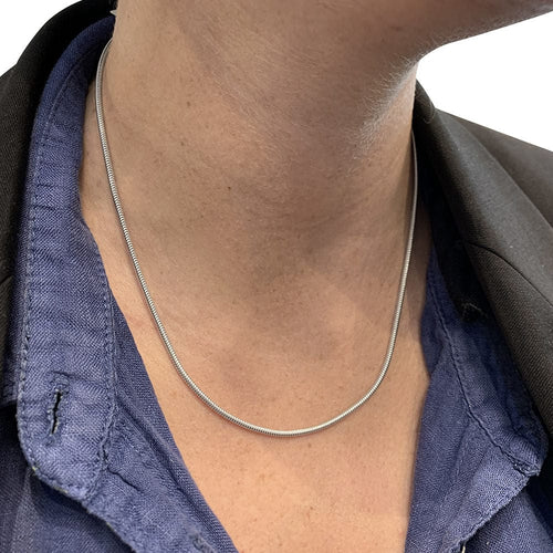 Collier Chaine or blanc maille serpent. 58 Facettes 30285