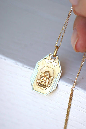 Pendentif Médaille or Art Déco Ange Penseur 58 Facettes