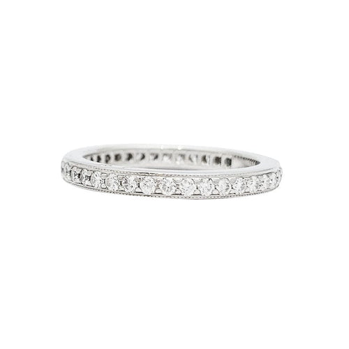 Bague 50 Alliance Tiffany, " Tiffany Legacy", platine, diamants. 58 Facettes 30776