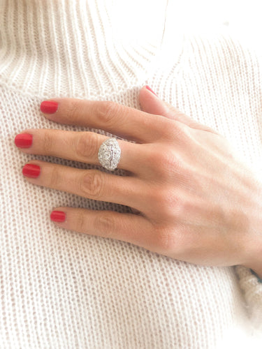Bague Bague en platine et diamant des années 1930 58 Facettes 0