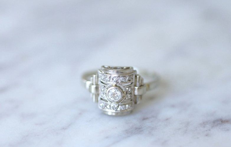 Bague 58 Bague dôme Art Déco diamants 58 Facettes