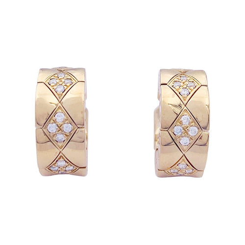 Boucles d'oreilles Boucles d'oreilles Chanel, "Matelassé" en or jaune et diamants. 58 Facettes 33296