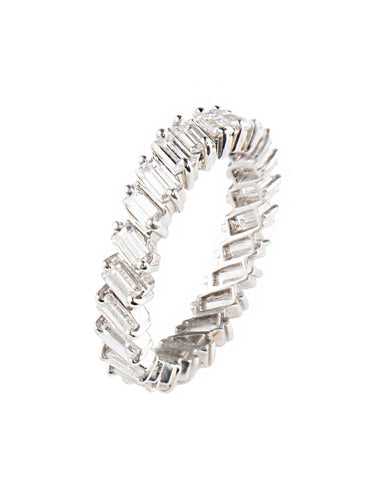 Bague 51 Alliance en platine et diamants taille baguette 58 Facettes
