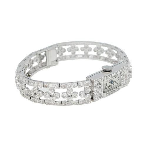 Montre Montre Art Déco en platine, or blanc et diamants. 58 Facettes 31334
