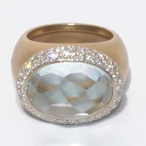 Bague Bague or rose sablé Pomellato une aigue marine 58 Facettes
