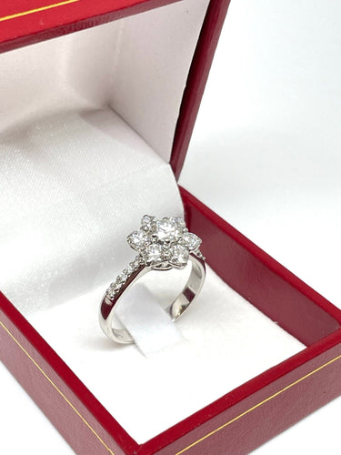 Bague Bague Marguerite or blanc diamants 58 Facettes