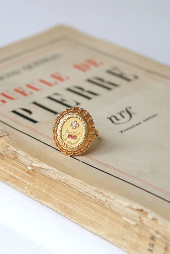 Bague Bague d'amour Vintage A.AUGIS or et diamants 58 Facettes