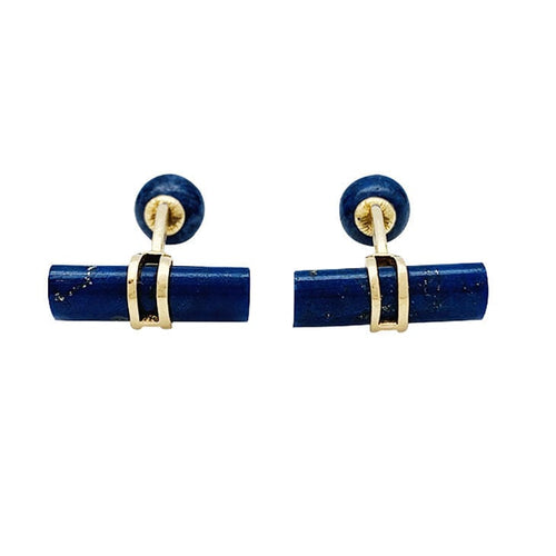 Boutons de manchette Boutons de manchette bâtonnets en or jaune et lapis lazuli. 58 Facettes 31046