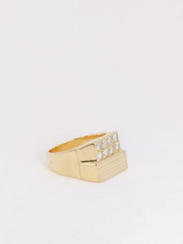 Bague 56 Bague chevalière Or jaune Diamants 58 Facettes J131