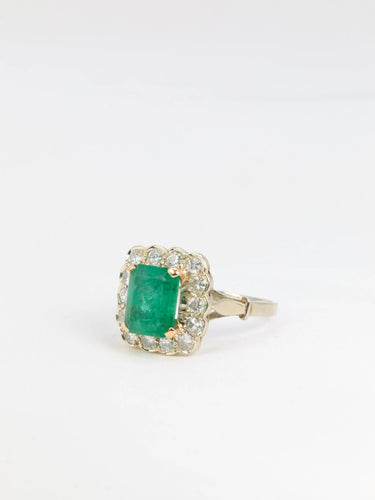 Bague Bague marguerite émeraude, diamants 58 Facettes 381